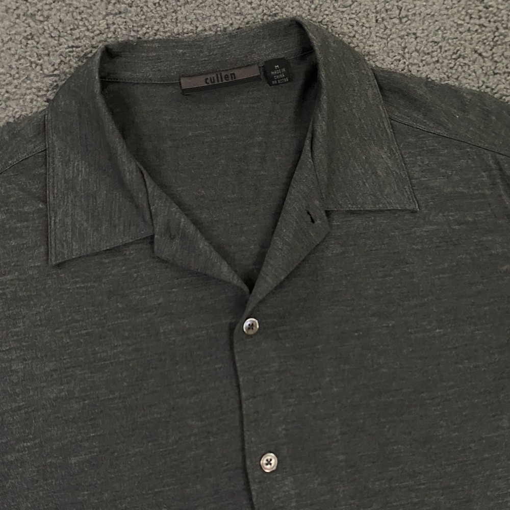 Cullen 100% Silk Shirt Mens Medium Gray Camp Collar Button Up Resort Summer